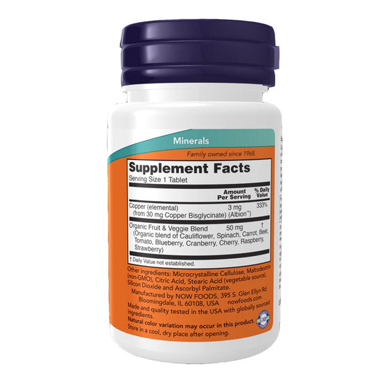 NOW Copper Glycinate 3mg, 120 Ct