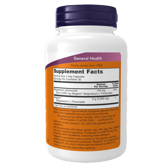 NOW Magtein Magnesium L-Threonate, 90 Ct