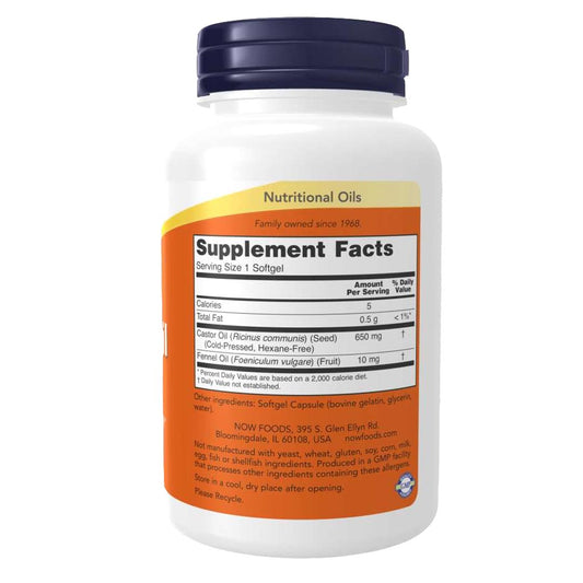 NOW Castor Oil 650mg, 120 Ct