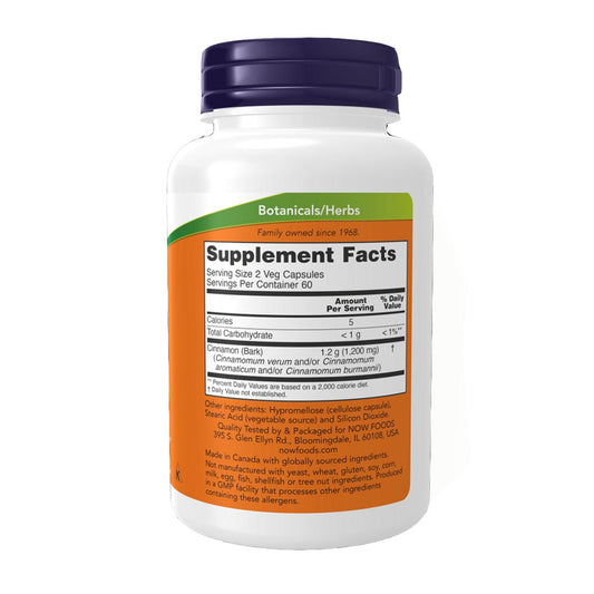 NOW Cinnamon Bark 600mg, 120 Ct