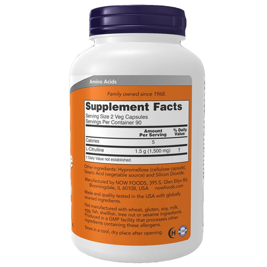 NOW L-Citrulline 750mg, 90 Ct