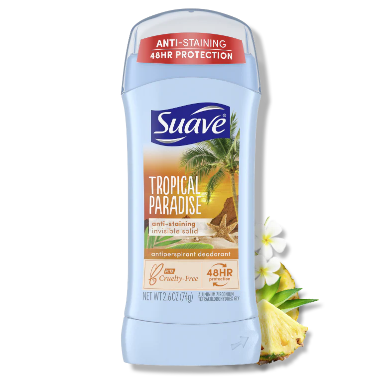 Suave Tropical Paradise Anti-Staining Invisible Solid Deodorant Stick, 74g