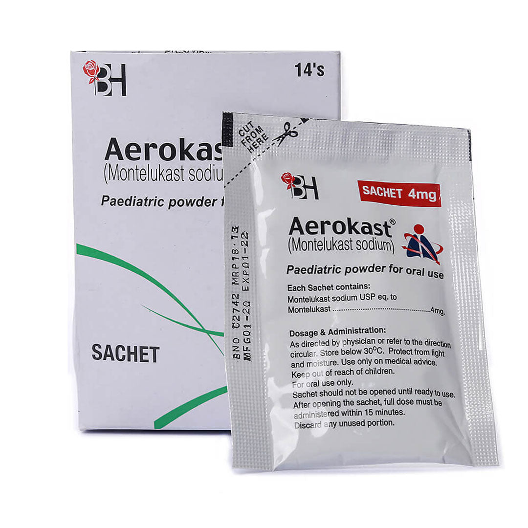 Aerokast (Montelukast) 4mg Sachet, 14 Ct - Barrett Hodgson