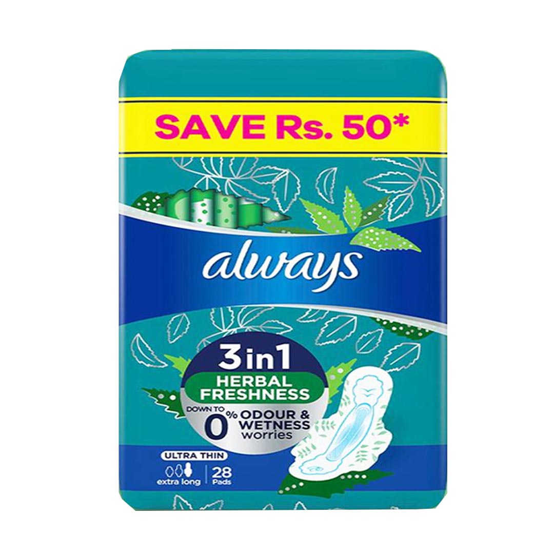 Always 3-in-1 Ultra Thin (Extra Long) Sanitary Pads, 28 Ct