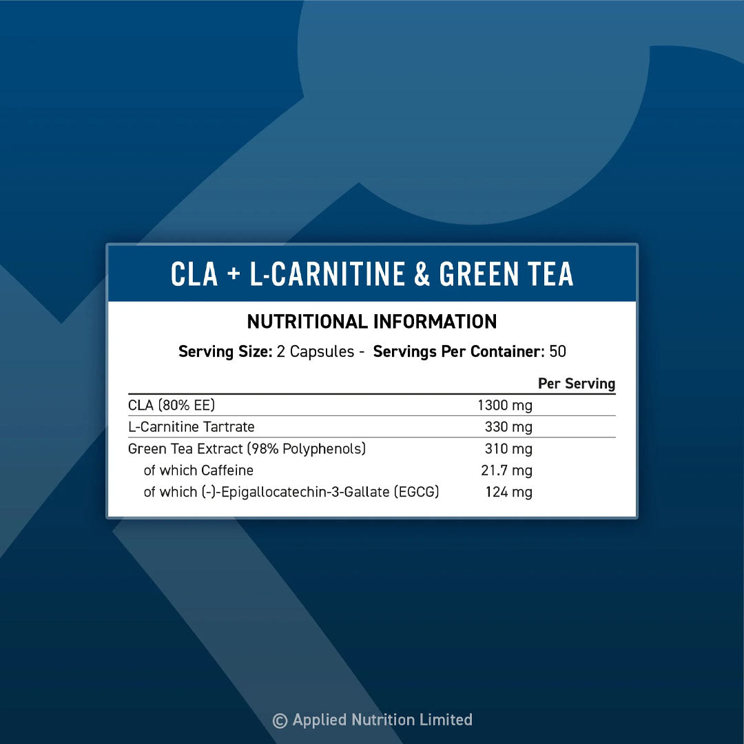 Applied Nutrition CLA + L-Carnitine & Green Tea Capsules, 100 Ct