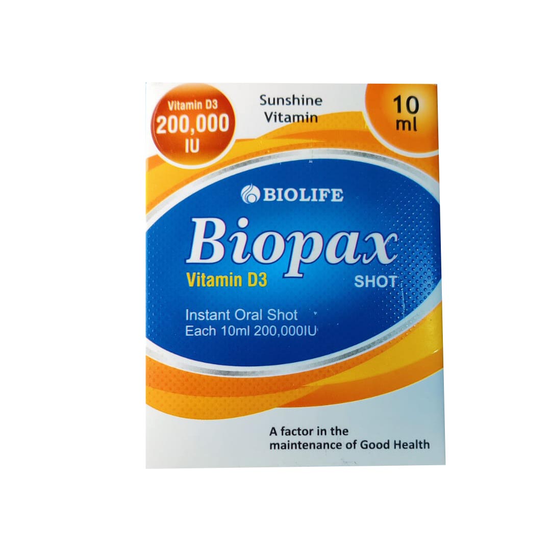 Bio Life Biopax (Vitamin D3 200,000 IU) Oral Shot, 10ml