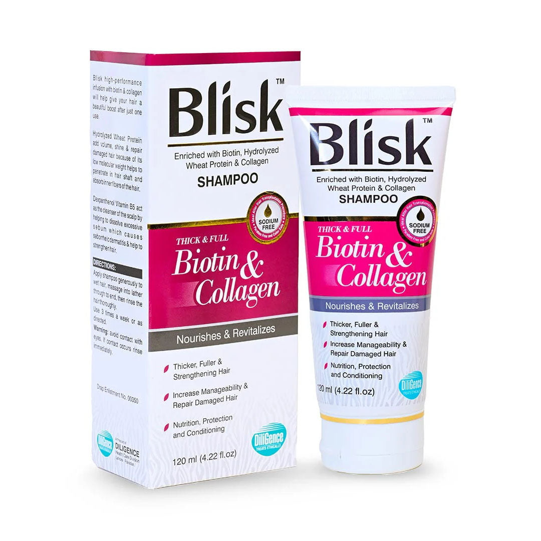 Blisk Biotin & Collagen Shampoo, 120 ml - Diligence