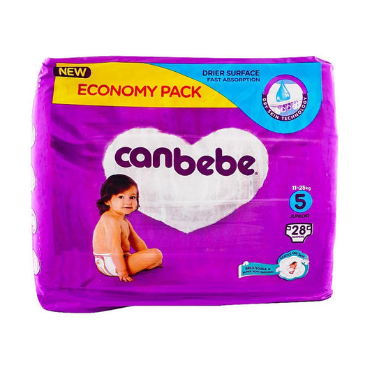 Canbebe Comfort Dry Diapers Size 5 (Junior), 28 Ct