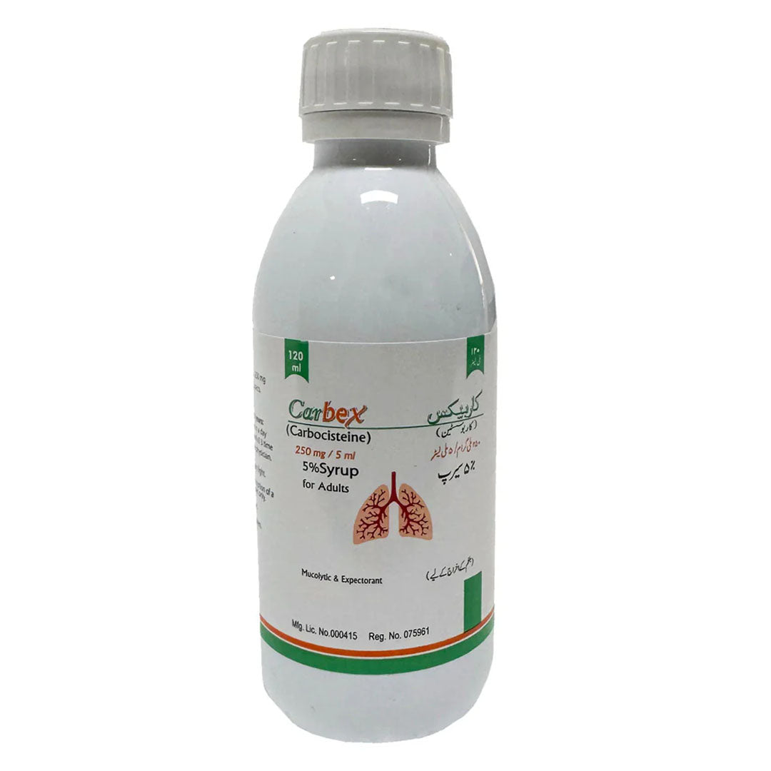 Carbex 5% 250mg/5ml Syrup, 120 ml - Platinum Pharma