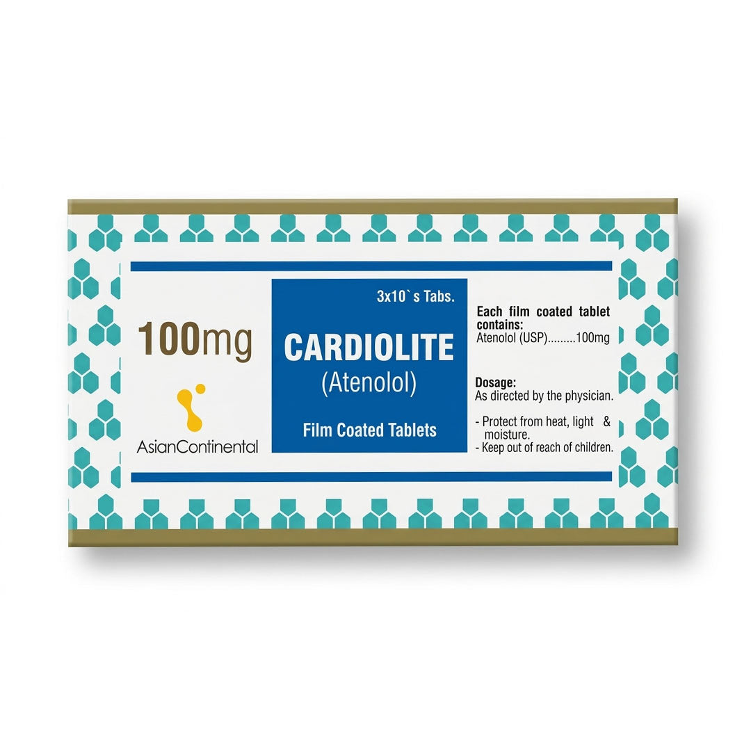 Cardiolite (Atenolol) 100mg, 30 Ct - Asian Continental