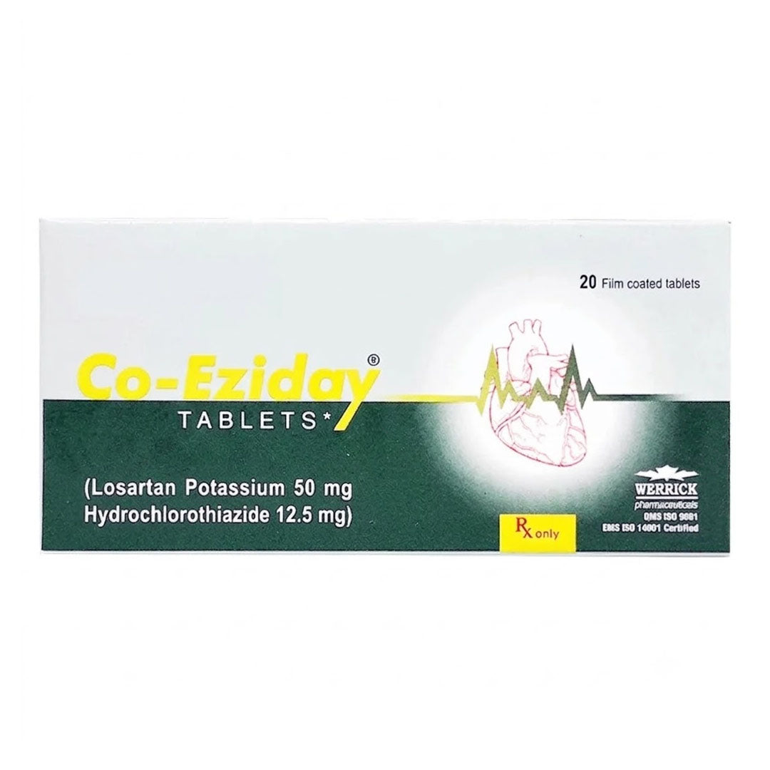 Co-Eziday (Losartan + Hydrochlorothiazide) 50mg + 12.5mg, 20 Ct - Werrick Pharma