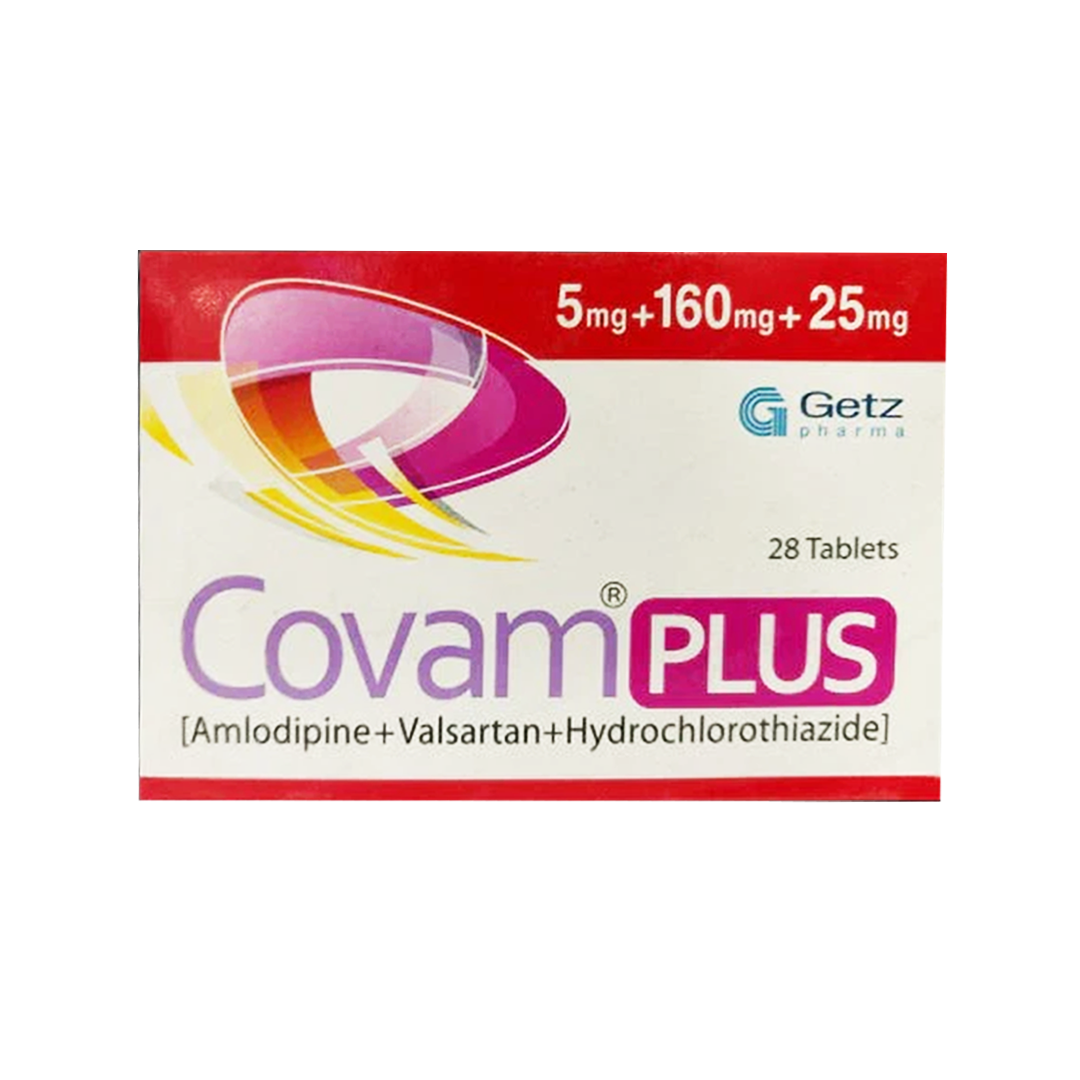 Covam Plus (Amlodipine+Valsartan+Hydrochlorothiazide) 5mg+160mg+25mg, 28 Ct - Getz Pharma