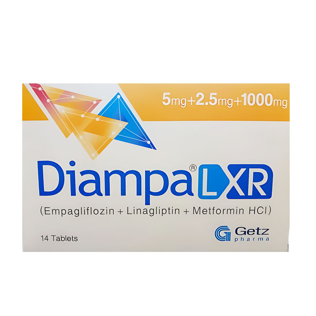 Diampa LXR (Empagliflozin+Linagliptin+Metformin) 5mg+2.5mg+1000mg, 14 Ct - Getz Pharma