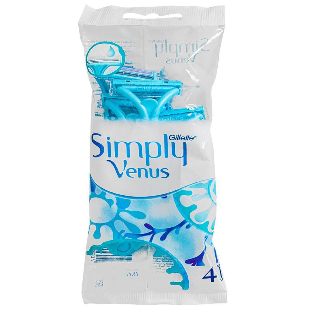 Gillette Simply Venus 2 Blades Women Disposable Razor, 4 Ct