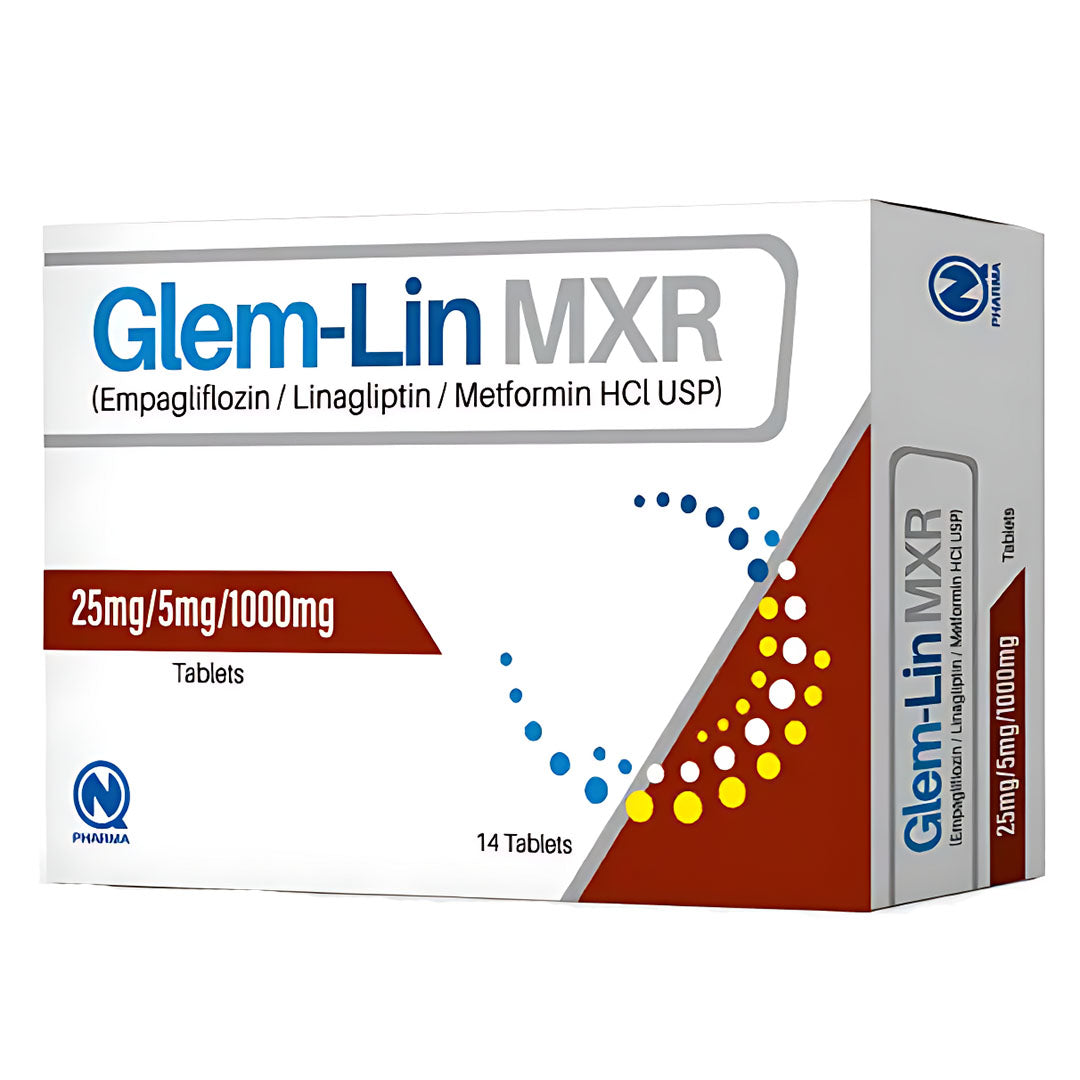 Glem-Lin MXR (Empagliflozin + Linagliptin + Metformin) 25 mg/ 5 mg/ 1000 mg, 14 Ct - Nabiqasim