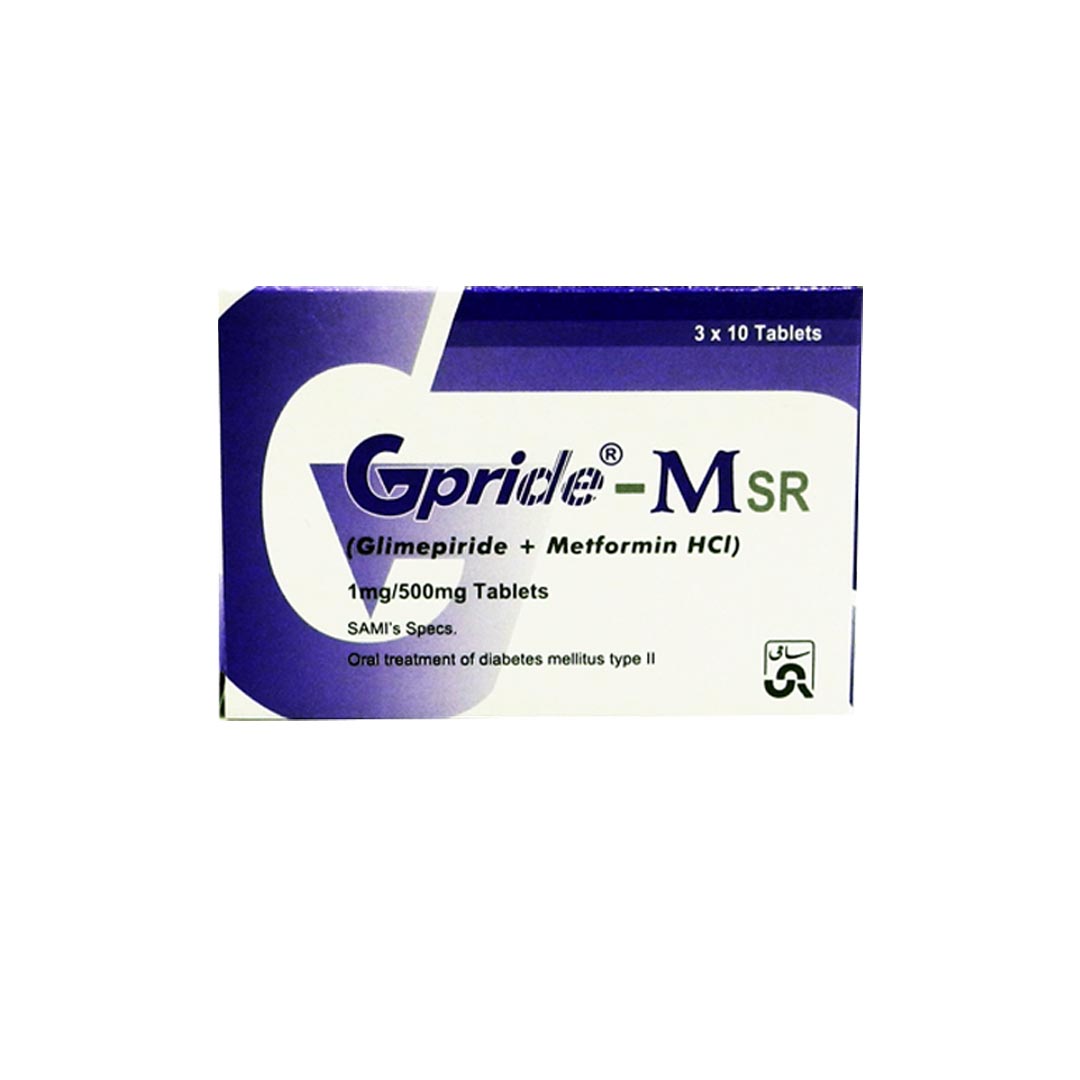 Gpride-MSR (Glimepiride/Metformin) 1mg/500mg, 30 Ct - Sami Pharma