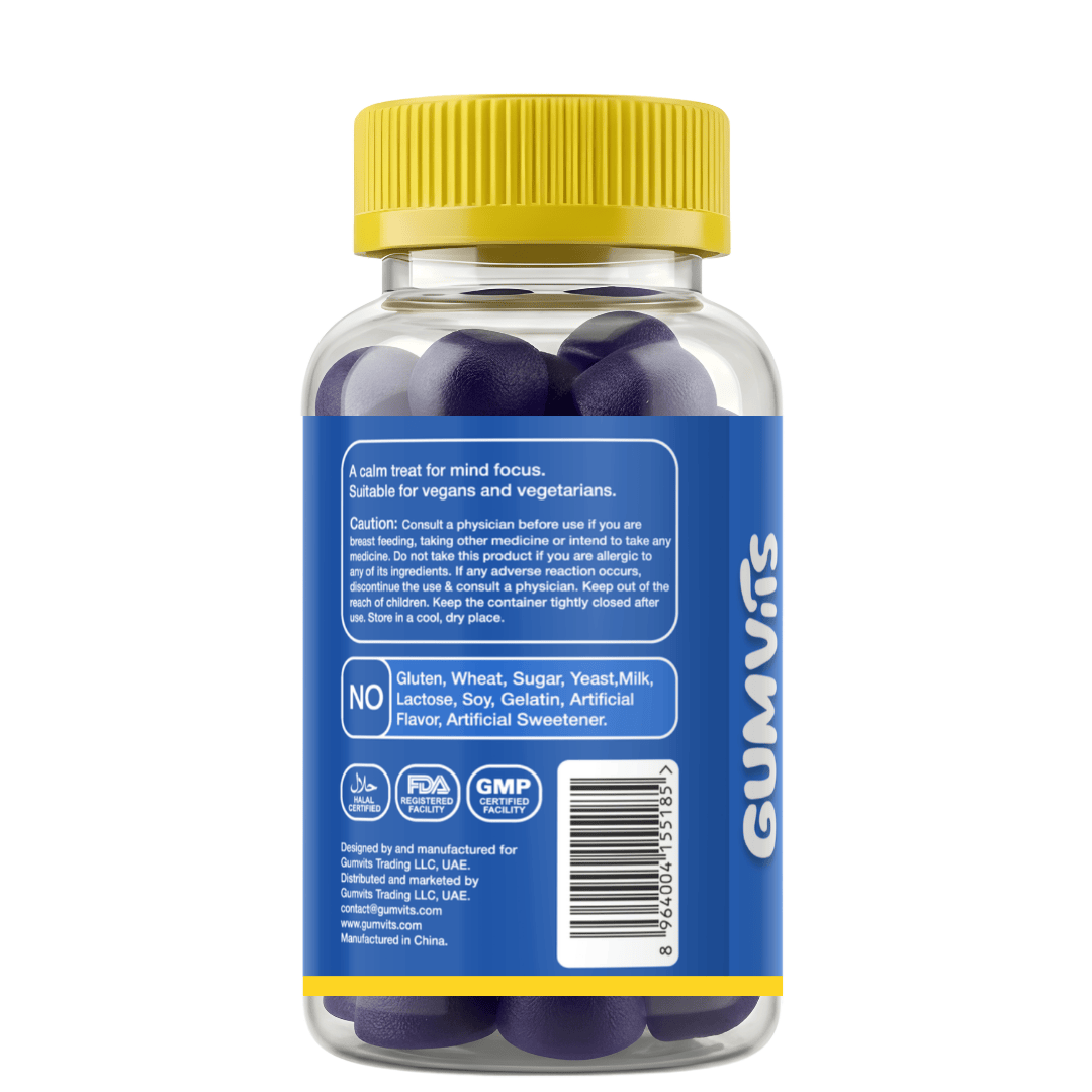 Gumvits L-Theanine 200mg Gummies Back Label