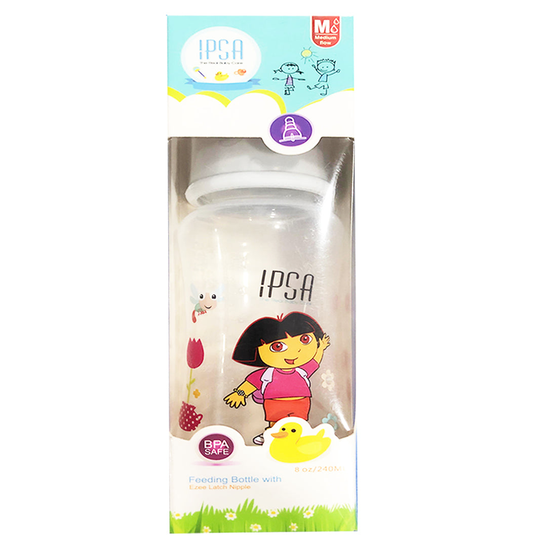IPSA Feeding Bottle with Ezee Latch Nipple, 240ml
