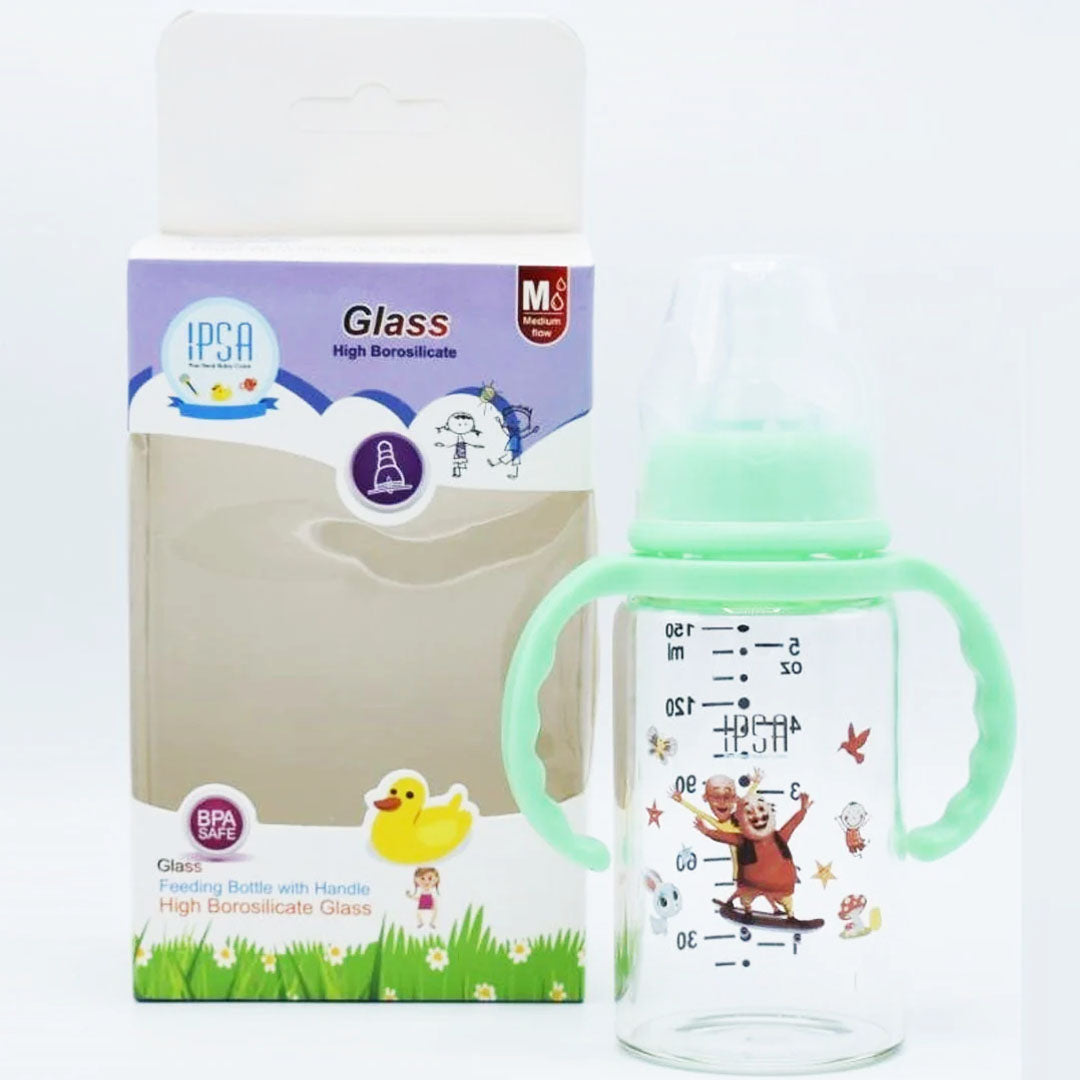 IPSA Glass Feeder Bottle with Handle, 150ml