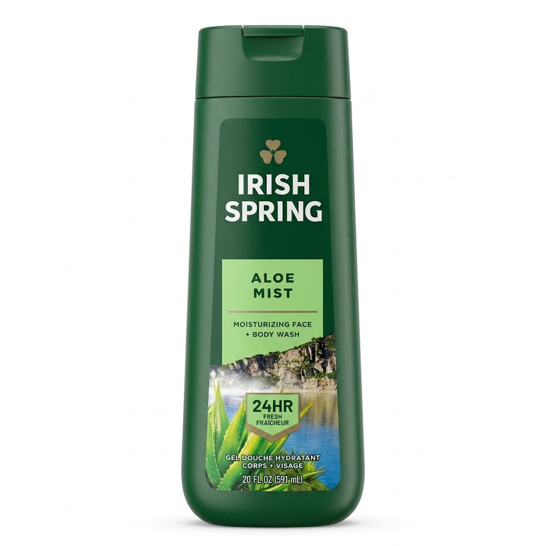 Irish Spring Aloe Mist Moisturizing Face + Body Wash, 591 ml