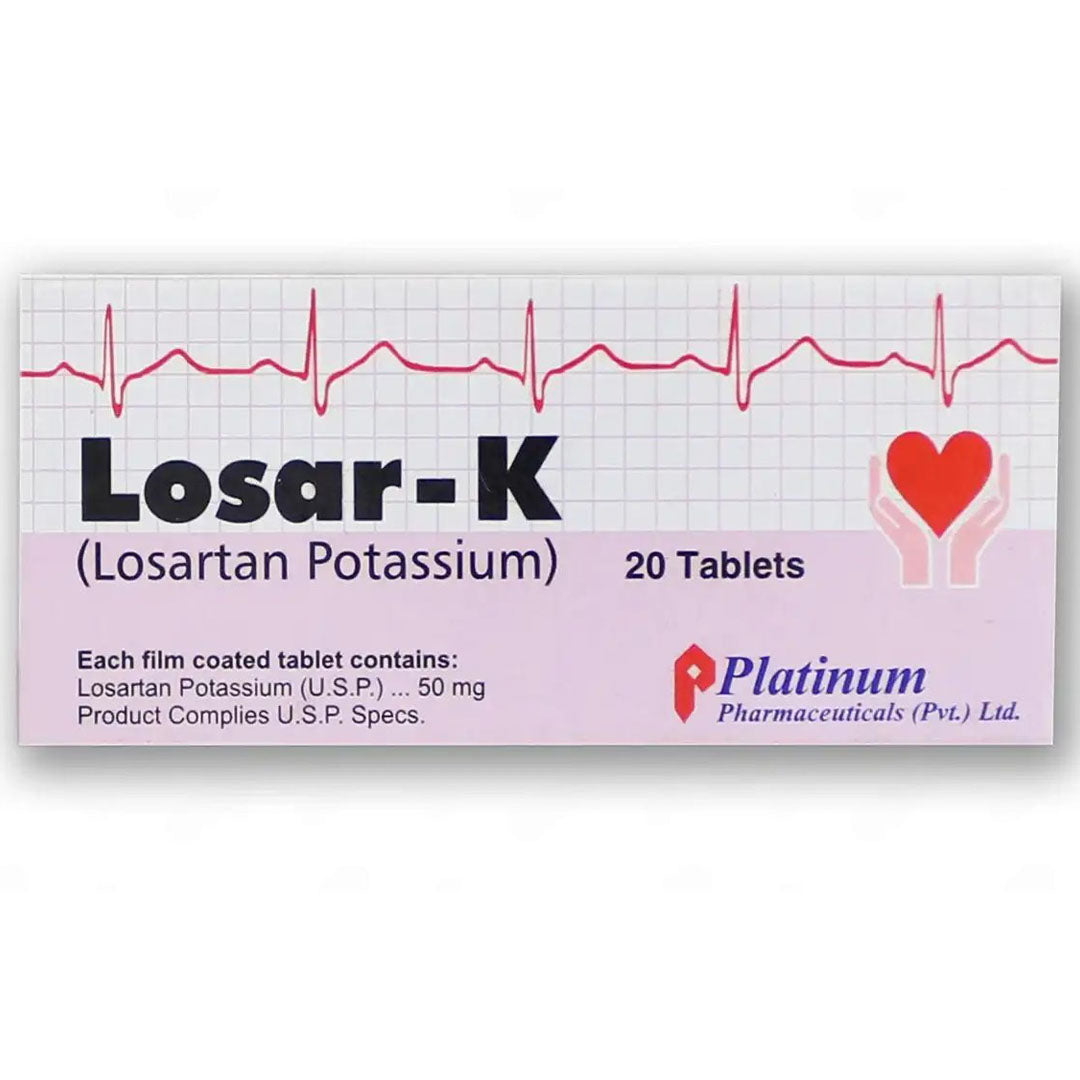 Losar-K (Losartan Potassium) 50mg, 20 Ct - Platinum Pharma