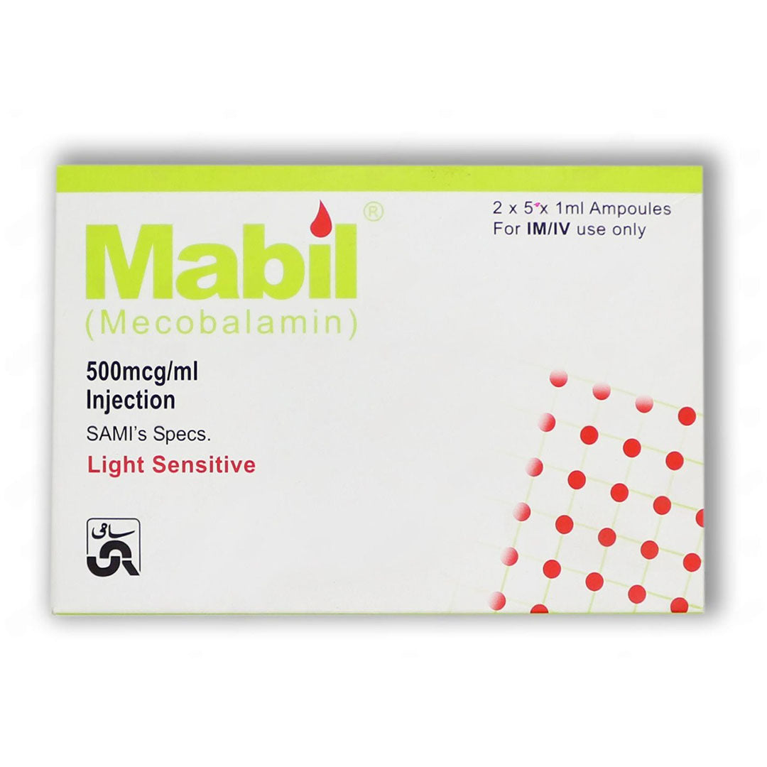 Mabil (Mecobalamin) 500mcg/ml Injection, 10 Ct by Sami Pharma Online in Pakistan | Medicine My Vitamin Store Mabil (Mecobalamin) 500mcg/ml Injection, 10 Ct by Sami Pharma Online in Pakistan | Medicine My Vitamin Store