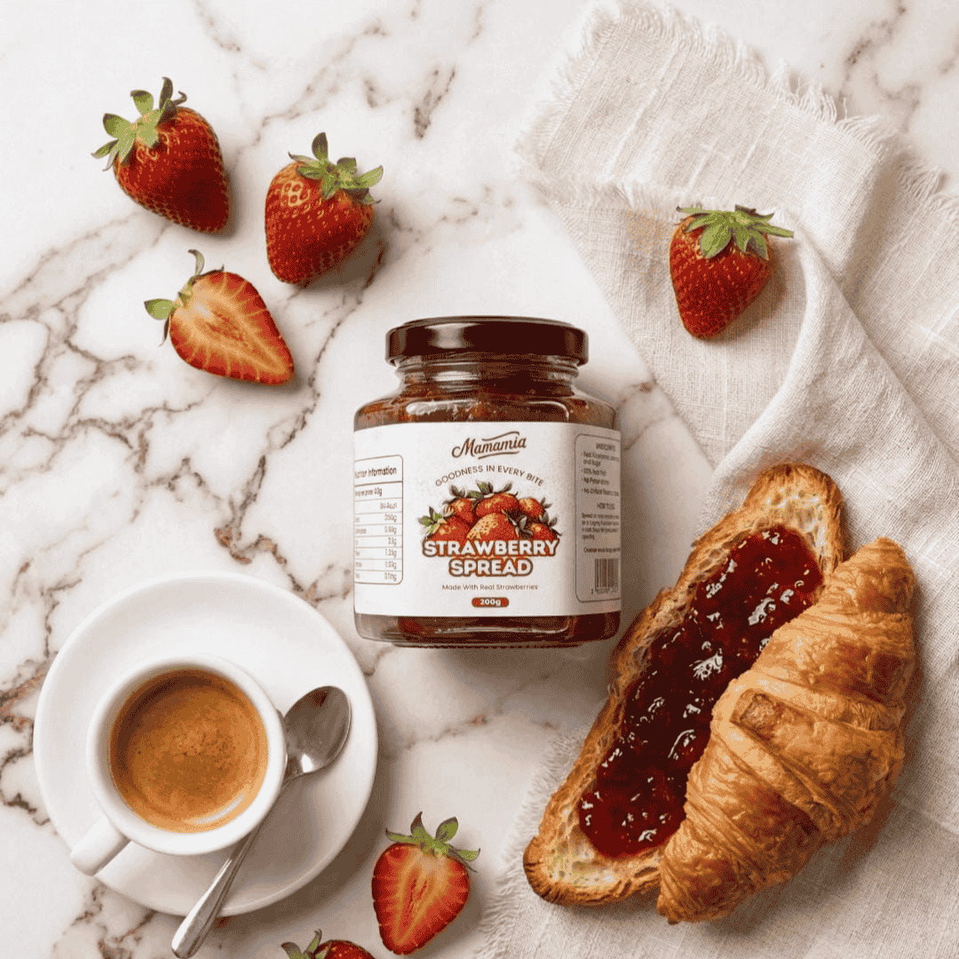 Mamamia Strawberry Spread on Table