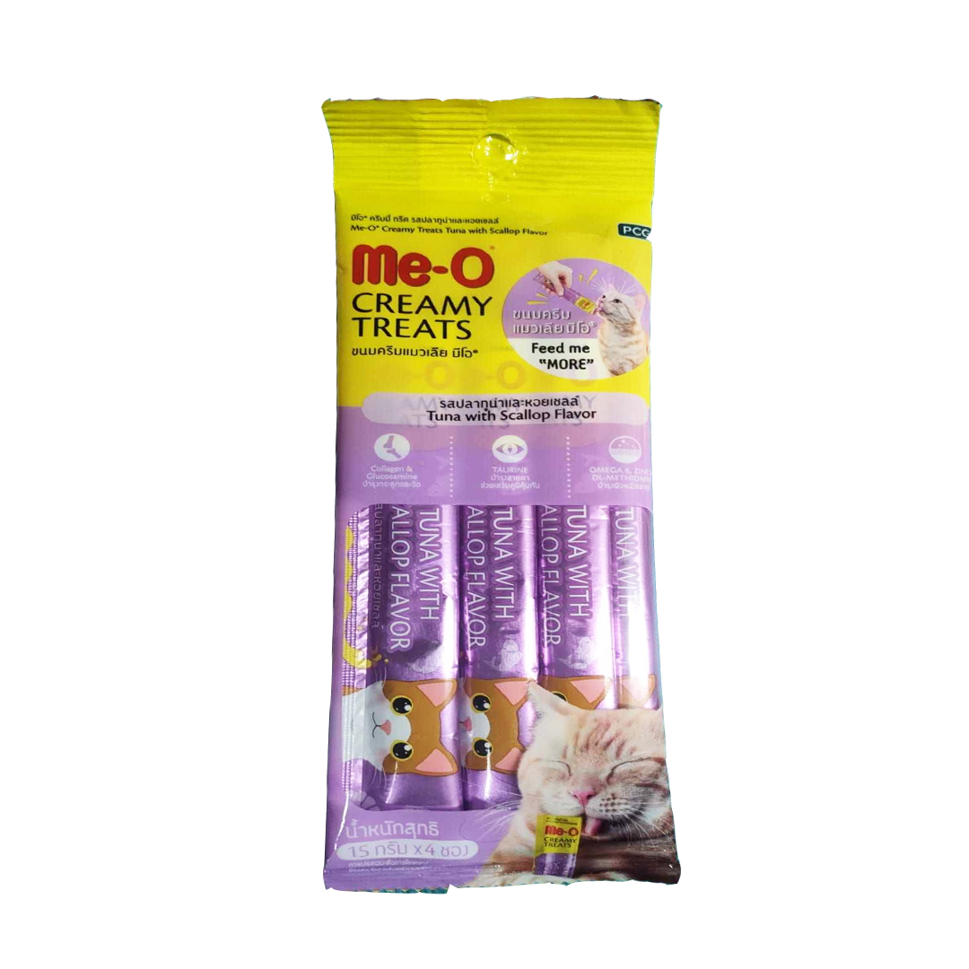 Me-O Creamy Treats (Tuna with Scallop) 15g, 4 Ct