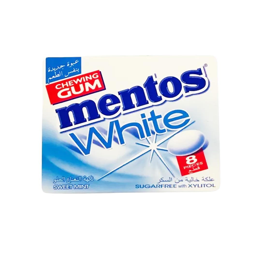 Mentos White Sweet Mint Sugar Free Gum, 8 Ct