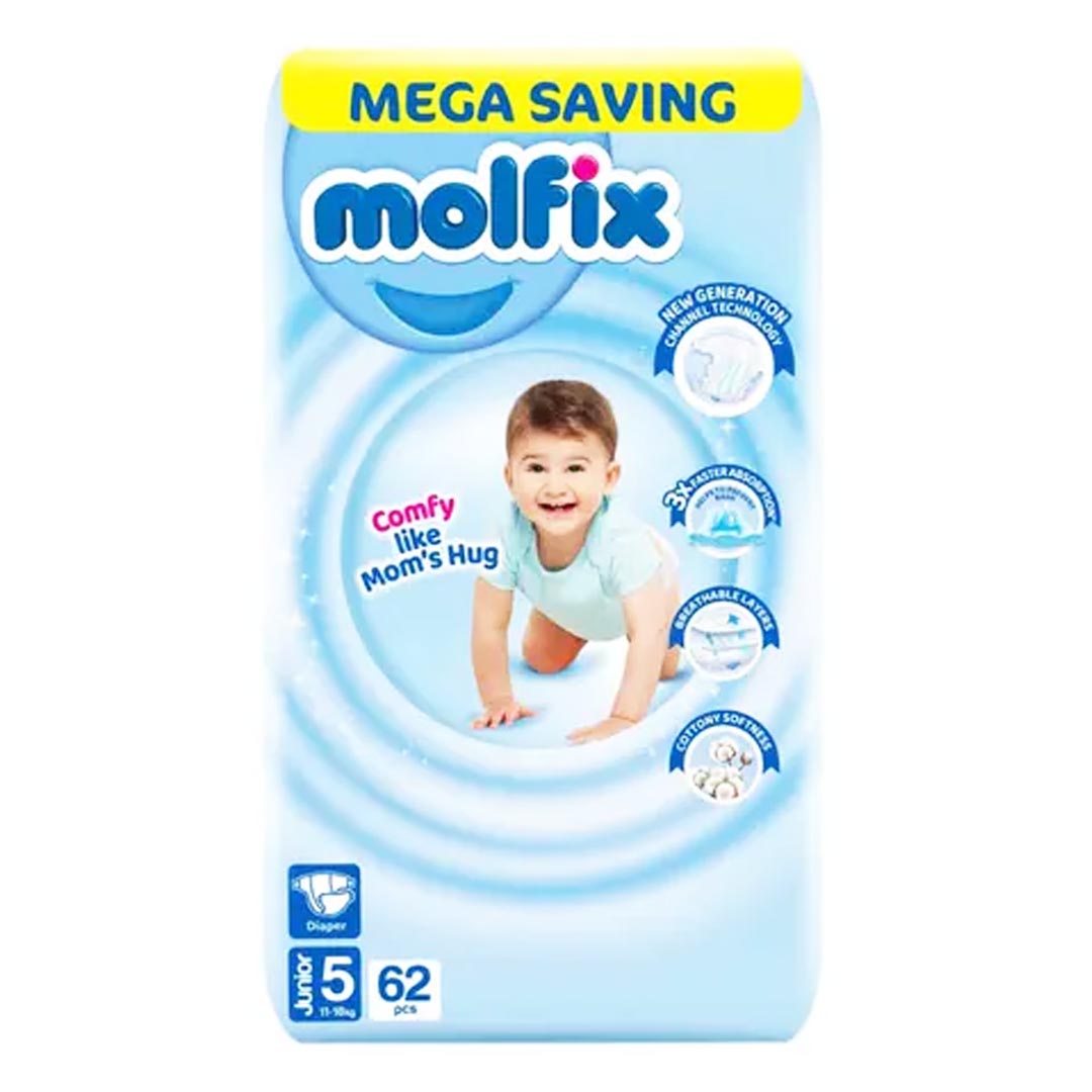 Molfix Diapers Size 5 (Junior), 62 Ct