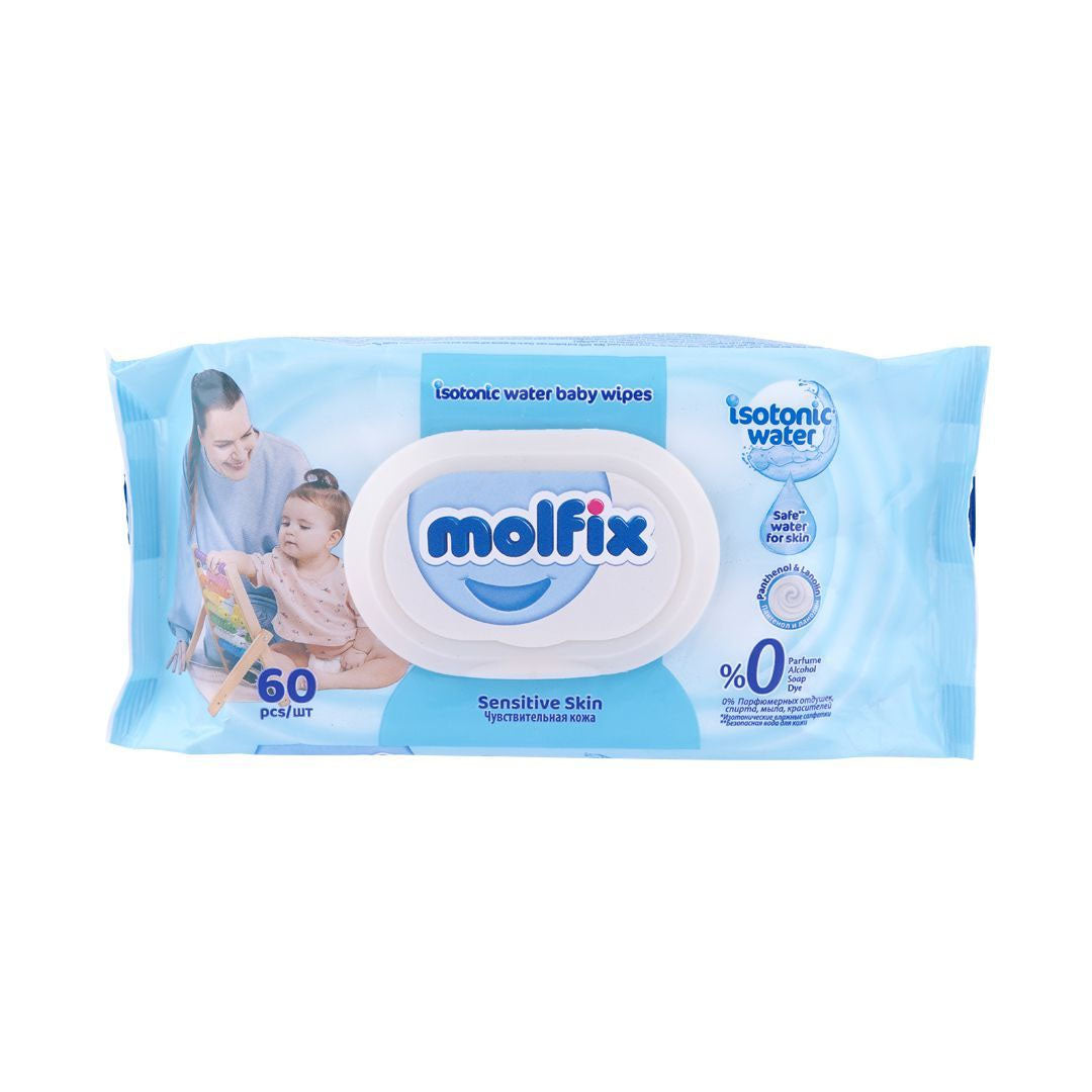 Molfix Isotonic Water Sensitive Skin Baby Wipes, 60 Ct