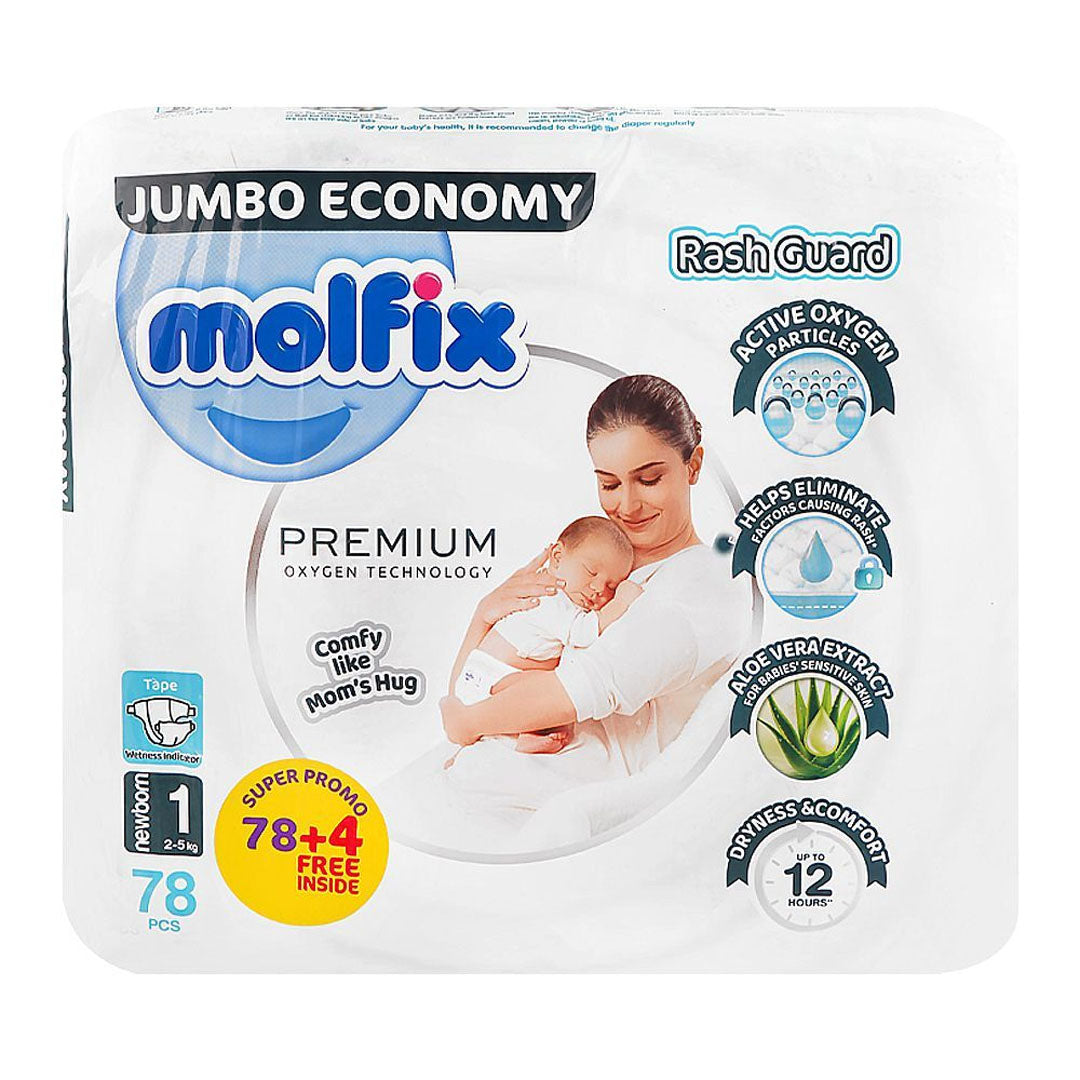 Molfix Rash Guard Premium Diapers Size 1, 78 Ct