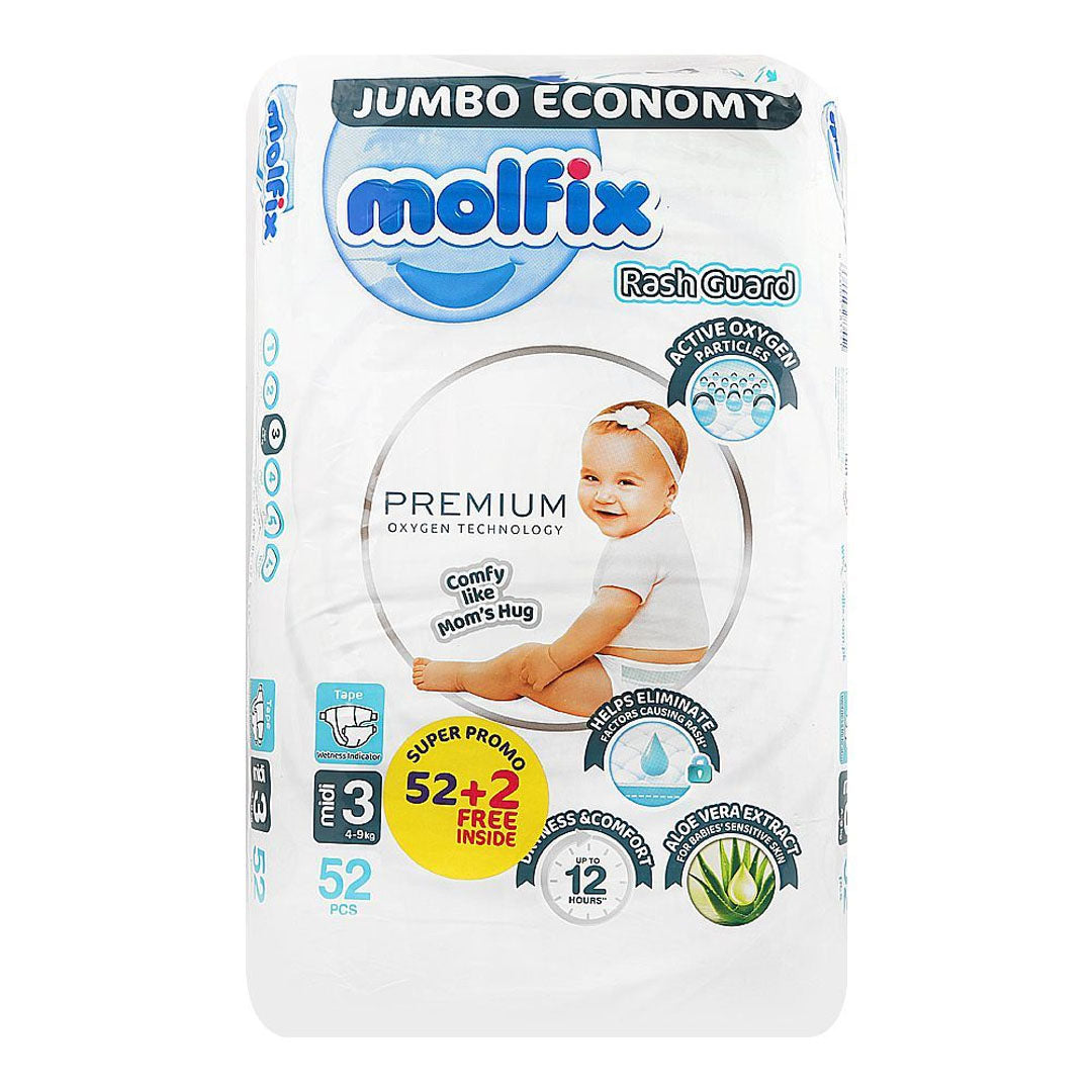 Molfix Rash Guard Premium Diapers Size 3, 52 Ct