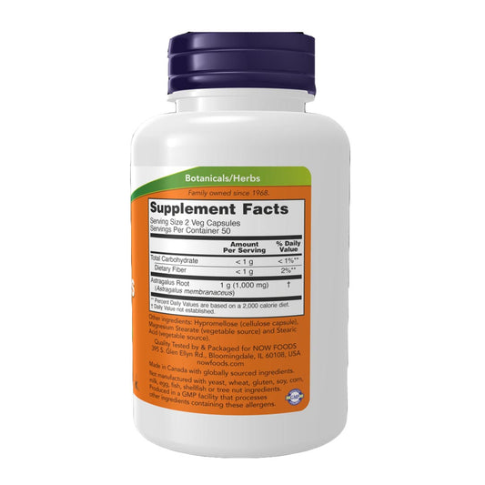 NOW Astragalus 500mg Supplement Facts