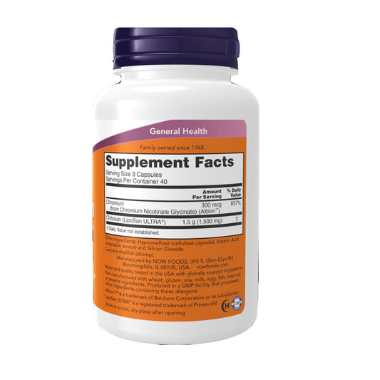 NOW Chitosan Plus 500mg Supplement Facts