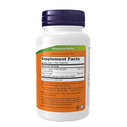 NOW Chlorophyll 100mg Supplement Facts