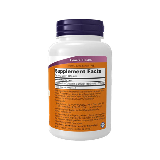 NOW Colostrum 500mg Supplement Facts