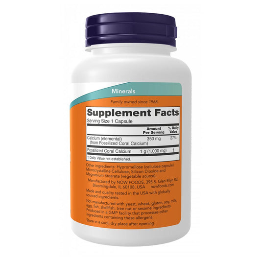 NOW Coral Calcium 1000 mg Supplement Facts