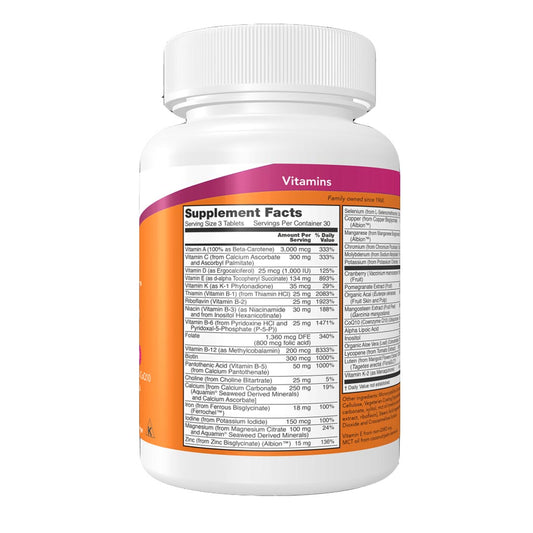 NOW Eve Women's Multivitamin Supplement Facts