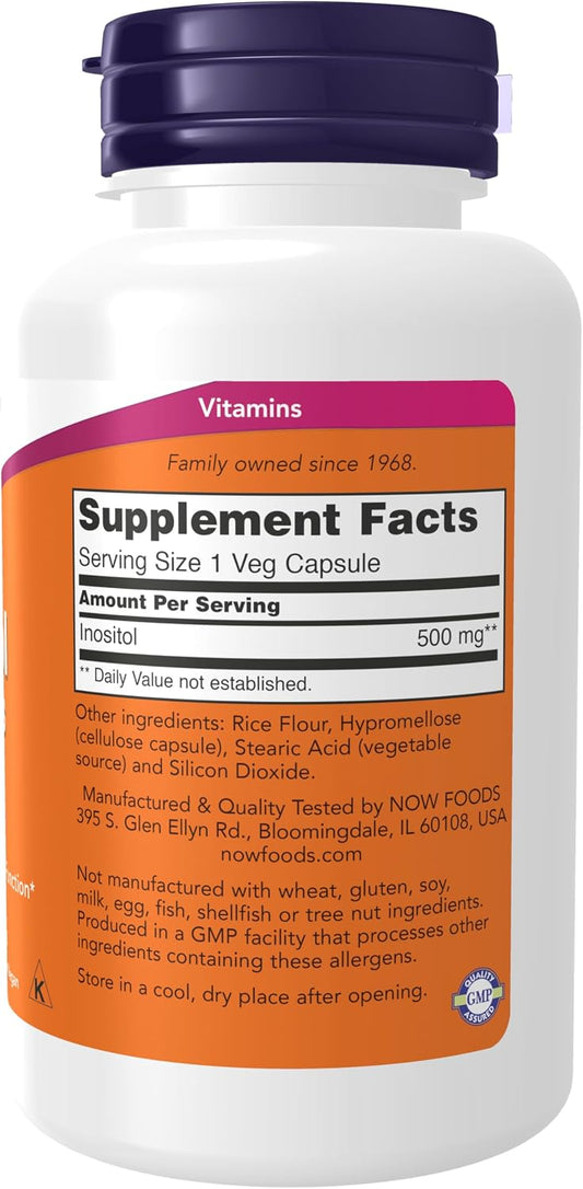 NOW Inositol 500mg 100 Ct Supplement Facts