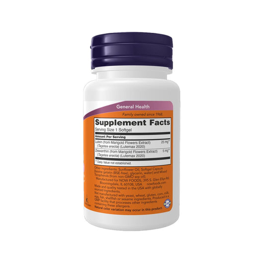 NOW Lutein Zeaxanthin Supplement Facts