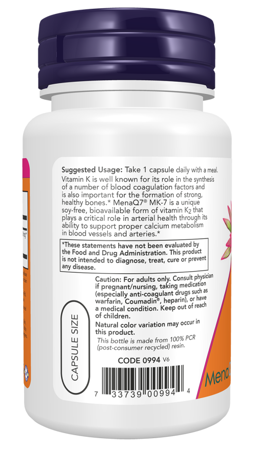 NOW MK-7 (Vitamin K-2) Extra Strength 300mcg, 60 Ct