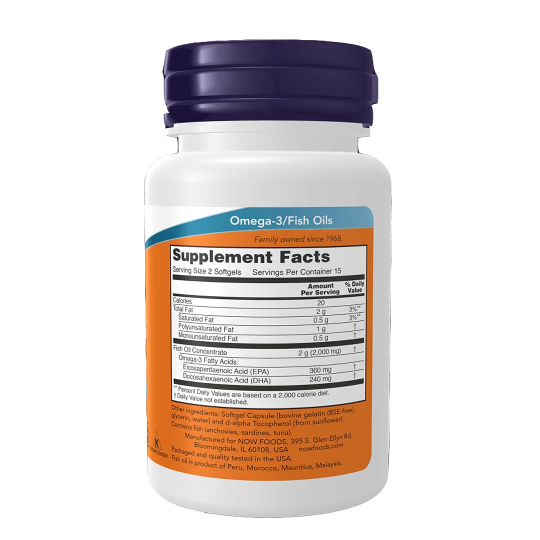 NOW Omega-3 Fish Oil, 30 Ct