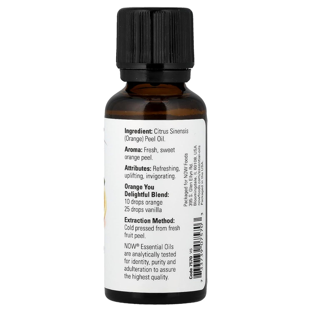 NOW Orange Oil 30ml Supplement Facts