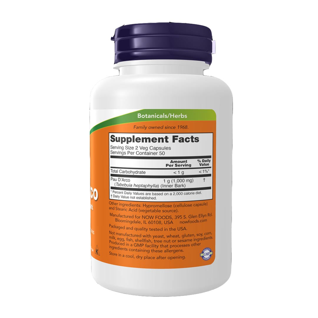 NOW Pau D'Arco 500mg, 100 Ct