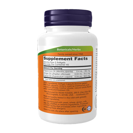 NOW Peppermint Gels Supplement Facts