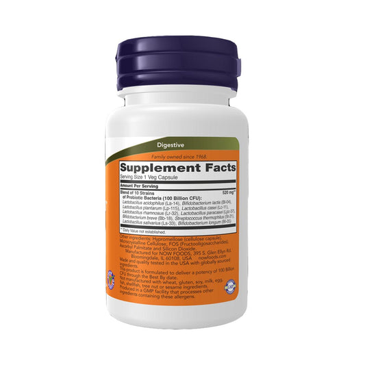 NOW Probiotic-10 100 Billion Supplement Facts