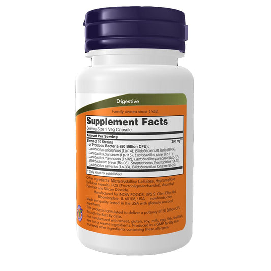 NOW Probiotic-10 50 Billion Supplement Facts