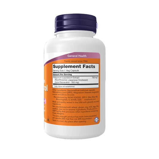 NOW Resveratrol 350mg Supplement Facts