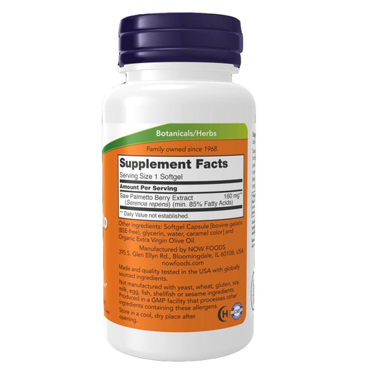 NOW Saw Palmetto Extract 160mg Supplement Facts